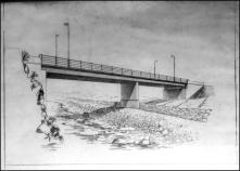 Esboço da ponte sobre a ribeira de Machico na Estrada Municipal Vila-Maroços, Freguesia e Concelho de Machico  