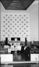 Missa solene celebrada pelo cónego Manuel Francisco Camacho na bênção da igreja de Nossa Senhora de Guadalupe, Freguesia do Porto da Cruz, Concelho de Machico