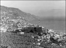 Panorâmica da baía e cidade do Funchal, a partir das imediações da clínica Américo Durão (atual Quinta das Vistas Palace Garden), Concelho do Funchal