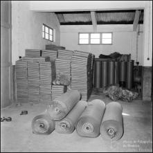 Rolos de papel no interior da fábrica de papel do Porto Novo, Freguesia de Gaula, Concelho de Santa Cruz