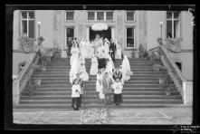 Procissão à saída da escadaria do Hospital dos Marmeleiros, Freguesia do Monte, Concelho do Funchal