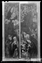 Anversos dos volante esquerdo (Santa Ana, S. joaquim e a Virgem) e do volante direito (Natividade) do tríptico da Encarnação, de Joos van Cleve