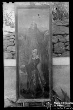 S. Francisco e Isabel Afonso de Azevedo, volante do tríptico da Adoração dos Reis Magos